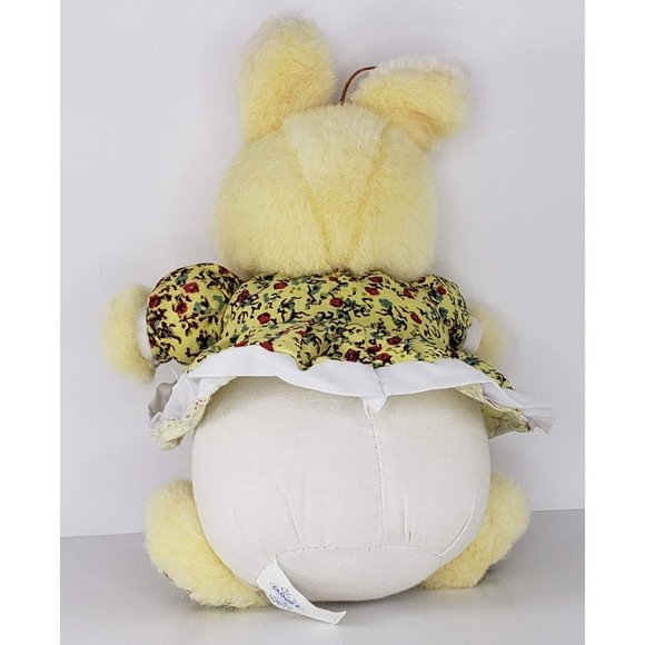 Vintage Cloud 9 Easter Bunny Rabbit Plush Stuffed Animal Yellow Floral Dress - Picture 2 of 3